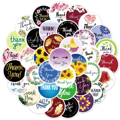 50PCS    NewThank You Sticker Personalized Decoration Graffiti Sticker Envelope Sealing Sticker MobilePhoneNotebook