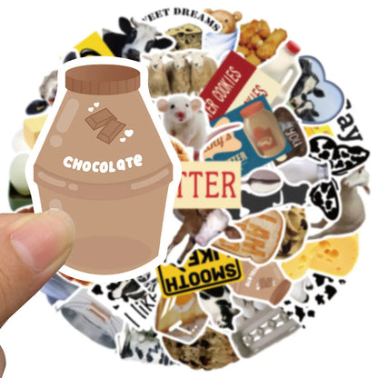 50PCS Cartoon Cow Butter Graffiti Cute Creative Sticker Sticker Scrapbook Suitcase Phone Sticker