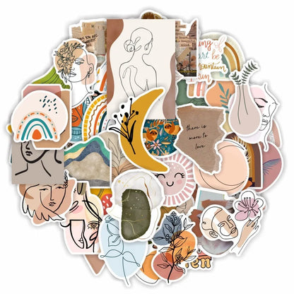 50pcs Abstract RETRO Art Graffiti Sticker DIY Luggage Guitar Starry Sky Animation Sticker Waterproof