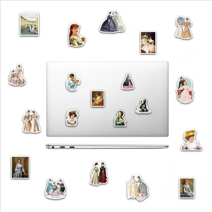 50PCS cartoon retro and nostalgic court style female decorative style graffiti stickers, personalized, fashionable and creative trend DIY exquisite decorative decal cups, helmets, skateboard popular sticker toys