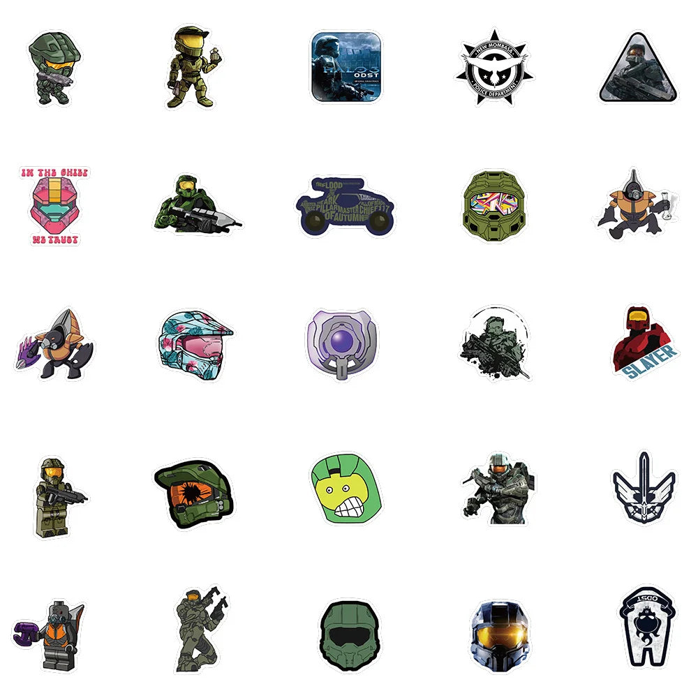 50PCS Shooting Game Halo Graffiti Waterproof Sticker Suitcase Notebook Refrigerator SkateboardStationeryBoxHelmet