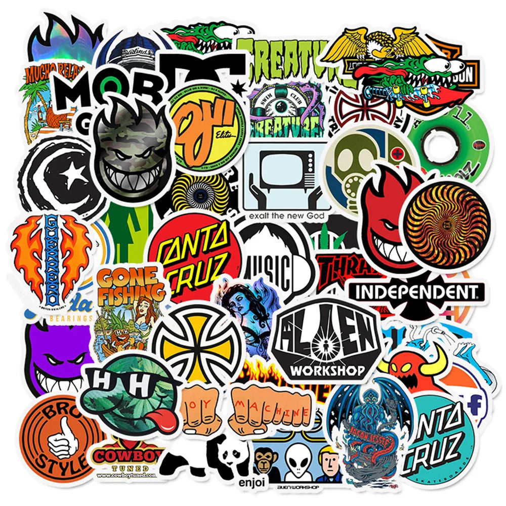 50PCS Fashion Cool Skateboard Graffiti Sticker Laptop Guitar Luggage Skateboard Bike Waterproof Toy Gift Sticker