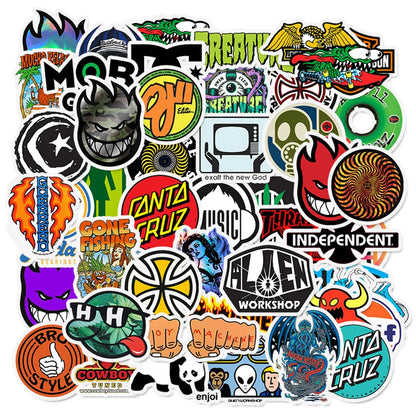 50PCS Fashion Cool Skateboard Graffiti Sticker Laptop Guitar Luggage Skateboard Bike Waterproof Toy Gift Sticker