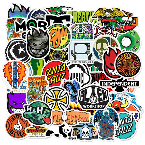 50PCS Fashion Cool Skateboard Graffiti Sticker Laptop Guitar Luggage Skateboard Bike Waterproof Toy Gift Sticker