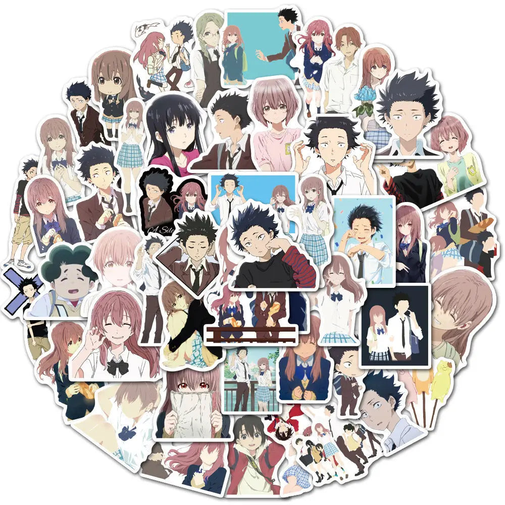 50PCS Art Illustration Popular Creative Cartoon Japanese Campus Anime Characters Series Decorative Style Graffiti Stickers Personality Fashion Creative DIY Exquisite Decorative Decals Suitable For Cups, Helmets, Skateboards Popular Stickers Toys