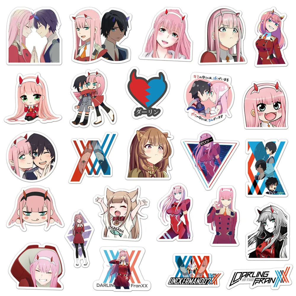 50PCS Anime FranXX Ins Graffiti Sticker Suitcase Laptop Decoration Toy Wholesale