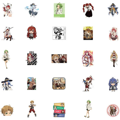 50PCS Art Illustration Popular Creative Cartoon Animation Unemployment Reincarnation Series Decorative Style Graffiti Stickers Personalised Fashion Creative DIY Exquisite Decorative Decals Suitable For Cups, Helmets, Skateboards Popular Stickers Toys