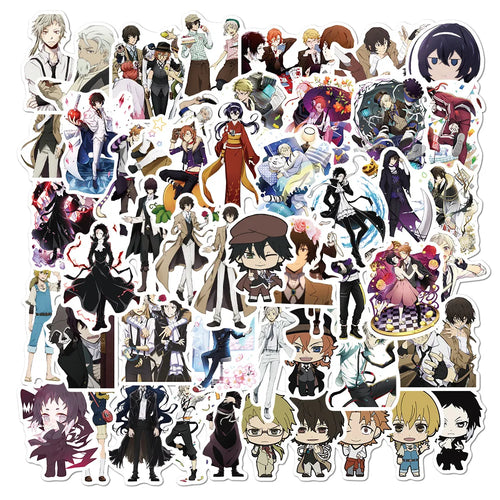 50PCS Japan Anime Bungou Stray Dog Skateboard Notebook Graffiti Luggage Waterproof Stickers Children's Toys