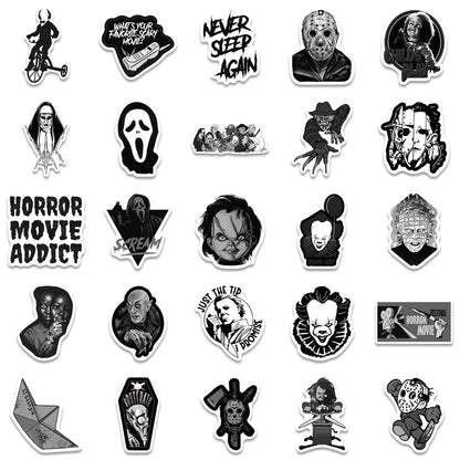 50PCS Horror Film Halloween Graffiti Waterproof Sticker Suitcase Notebook Mobile Phone Children's Water CupHelmet