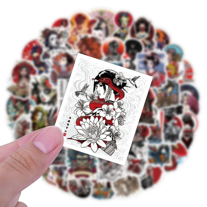 50PCS Color Geisha New Art Graffiti Stickers Waterproof Removable Car Trunk Water Cup Stickers