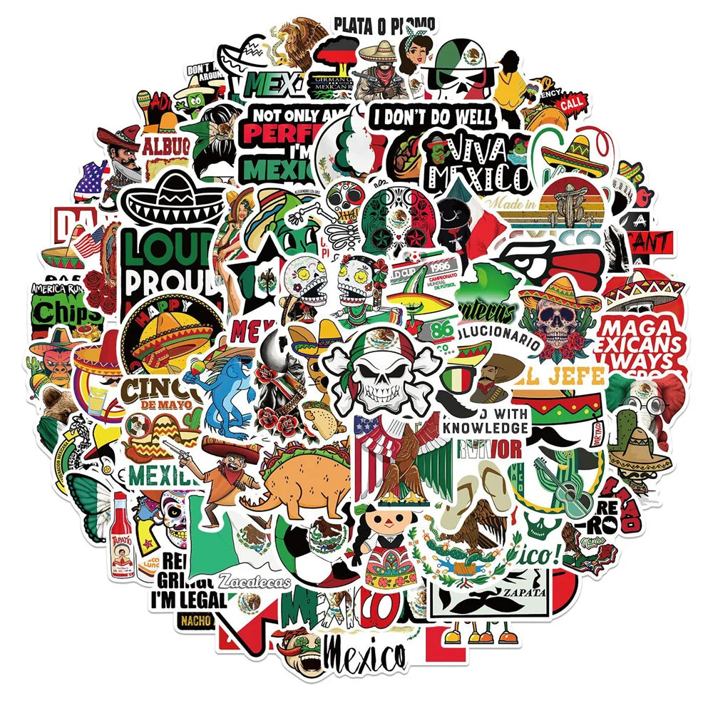 50PCS Mexican Style Waterproof Graffiti Sticker Suitcase Notebook Mobile Phone Refrigerator Children's Water Cup