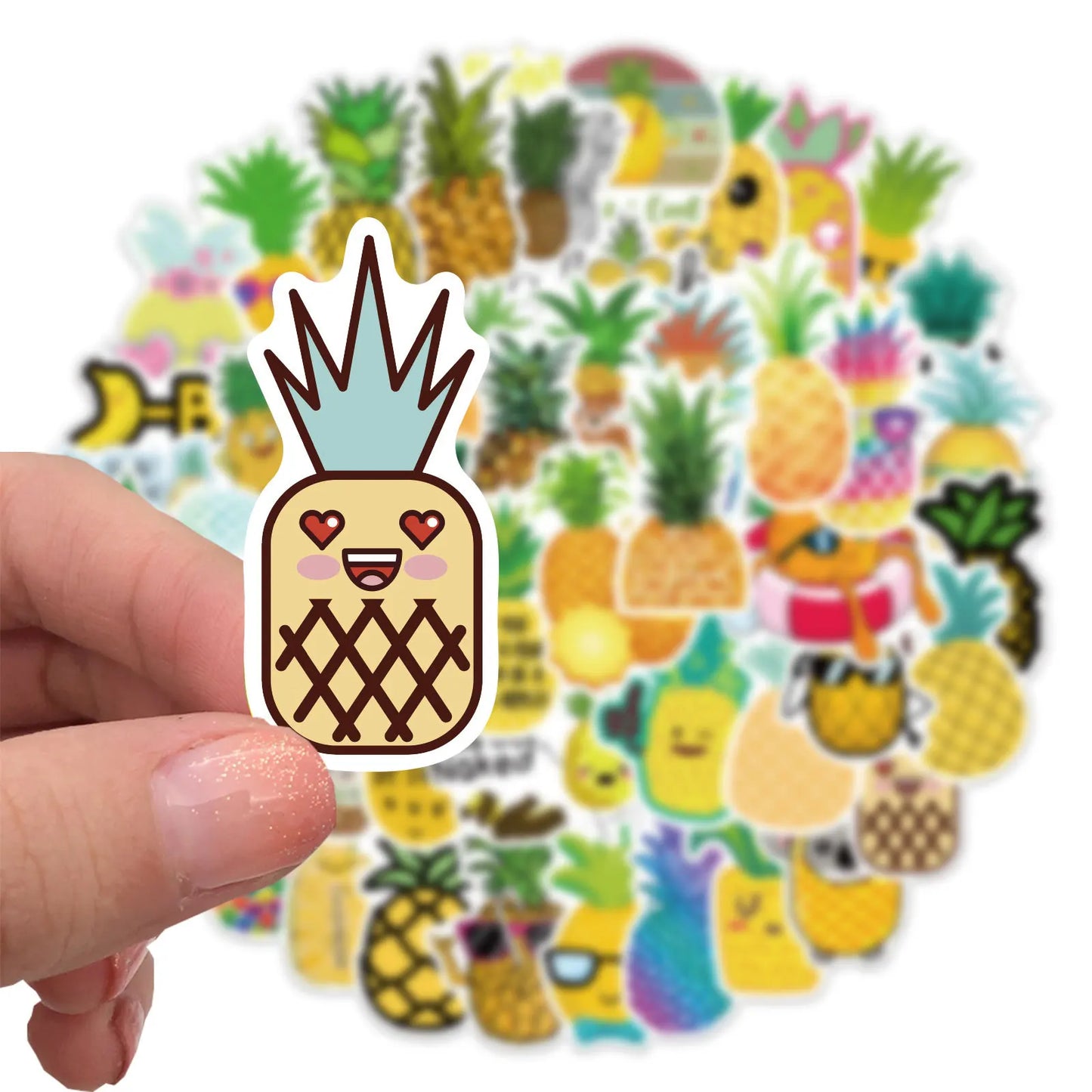 50PCS Cute Cartoon Pineapple Graffiti Waterproof Sticker Suitcase Notebook Refrigerator Skateboard Stationery Box
