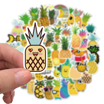 50PCS Cute Cartoon Pineapple Graffiti Waterproof Sticker Suitcase Notebook Refrigerator Skateboard Stationery Box