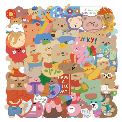 100PCS Cartoon Cute Bear Graffiti Sticker Notebook Scooter Waterproof Guitar Decoration Toy Wholesale