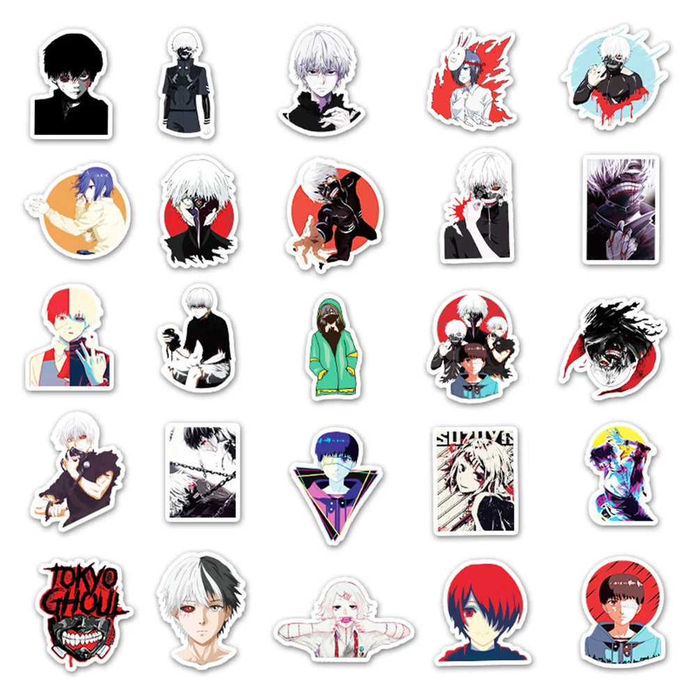 50PCS Anime Tokyo Ghoul Sticker Cool Guitar Skateboard Luggage Notebook Waterproof Helmet Graffiti Sticker