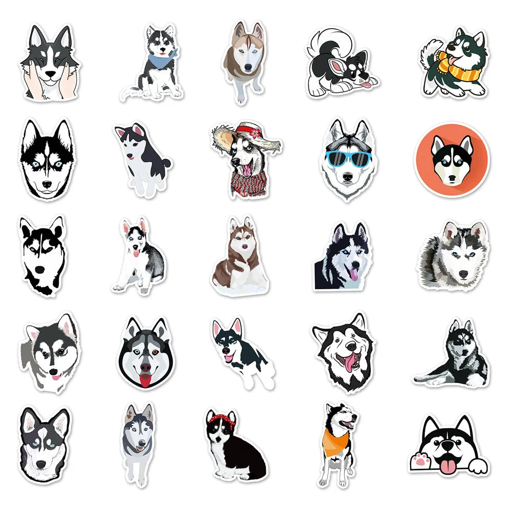 50PCS Kawaii Cartoon Cute Husky Children Gift Graffiti Bicycle Laptop Suitcase Stationery Waterproof Stickers