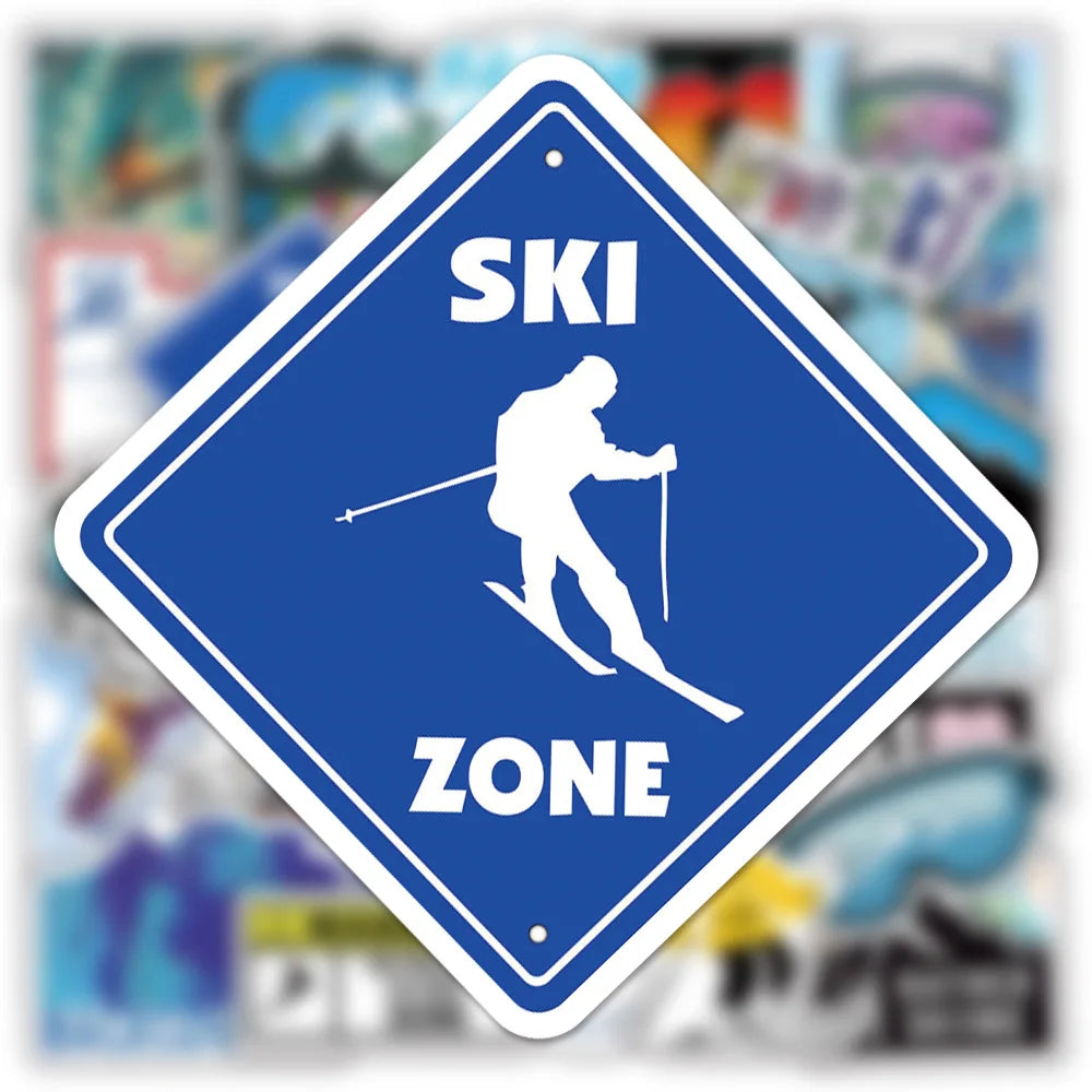 50PCS Personalized Skiing Cartoon Graffiti Waterproof Sticker Suitcase Notebook Refrigerator Skateboard Water Cup