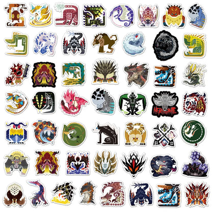 50PCS of cute cartoon anime Monster Hunter decorative style graffiti stickers, personalized, fashionable and creative trend DIY exquisite decorative decal cups, helmets, skateboard popular sticker toys