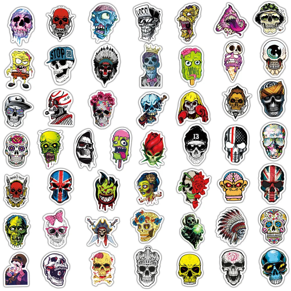 50PCS Symphony Horror Skull Personality Graffiti Sticker Skateboard Water Cup Trolley Case Waterproof Sticker