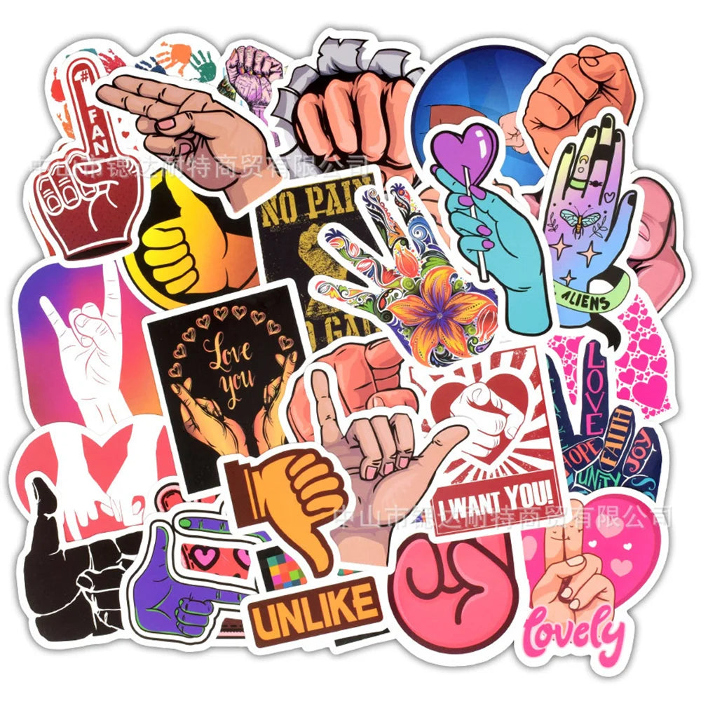 50PCSIns Net Celebrity Gesture Graffiti Stickers Trolley Refrigerator Guitar Scooter Computer Stickers