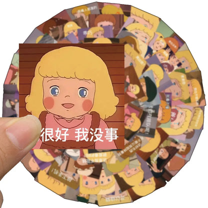 50PCS  CartoonPrincess Sarah Expression Pack Personality Decoration Graffiti Waterproof Sticker Skateboard Helmet