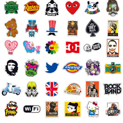 100PCS Latest Fashion Brand Logo Graffiti Stickers Waterproof Suitcase Guitar Toy Decoration Stickers