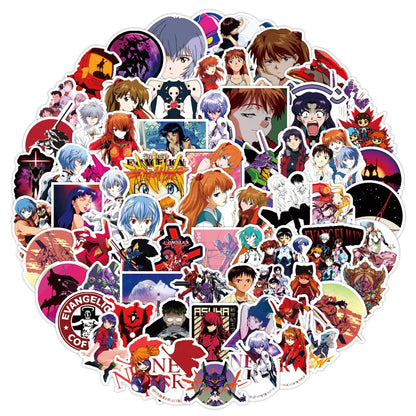 50pcs  Japanese Anime EVANGELION Stickers for Notebook Computer  Children's Wholesale of Toy Stickers
