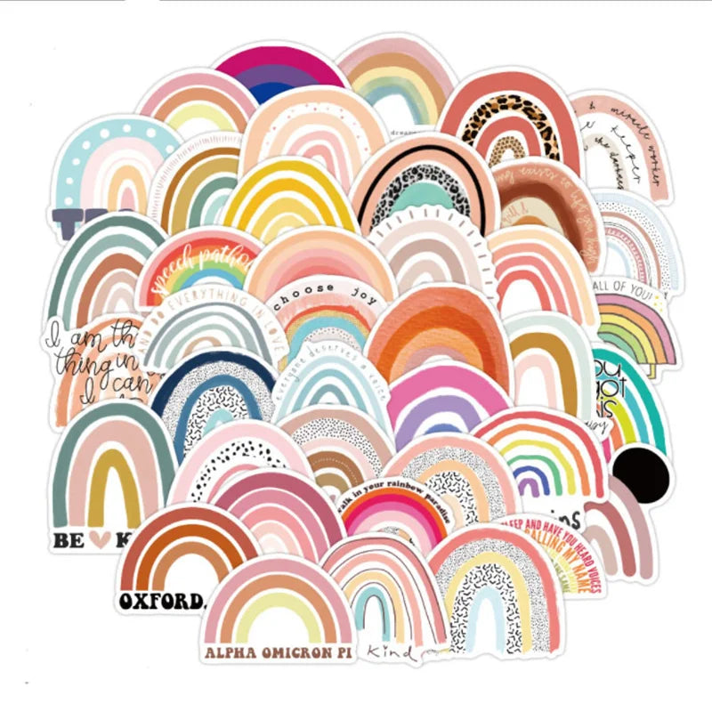 50PCS Colorful Rainbow Bridge Small Fresh Graffiti Stickers Luggage Mobile Phone Children Helmet Decoration Toys