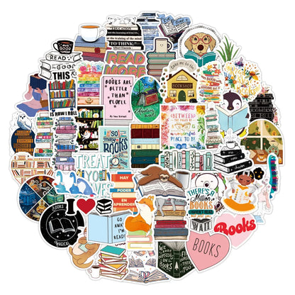 50PCS Diary Book Reading Cartoon Graffiti Stickers Notebook Luggage Car Stickers Decorative Toys