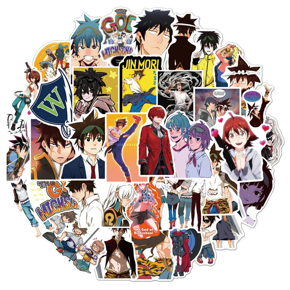 50PCS Anime High School God Graffiti Sticker Laptop Skateboard Guitar Refrigerator Waterproof Decorative Sticker