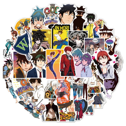 50PCS Anime High School God Graffiti Sticker Laptop Skateboard Guitar Refrigerator Waterproof Decorative Sticker