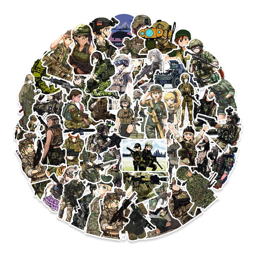 50PCS Anime Camouflage Beauty Cartoon Soldier Graffiti Sticker Skateboard Suitcase Water Cup Phone PVC Sticker