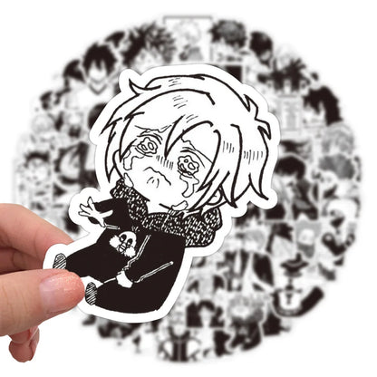 50PCS Cartoon Black and White Mixed Anime Graffiti/my Hero Academy/sticker Luggage Guitar Toy Sticker