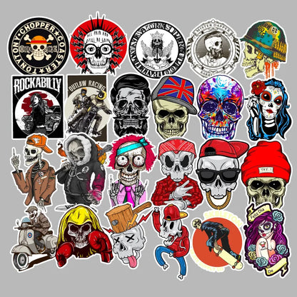 50PCS Skull Theme Decoration Graffiti Stickers Car Refrigerator Dead Fly Skateboard Waterproof Stickers