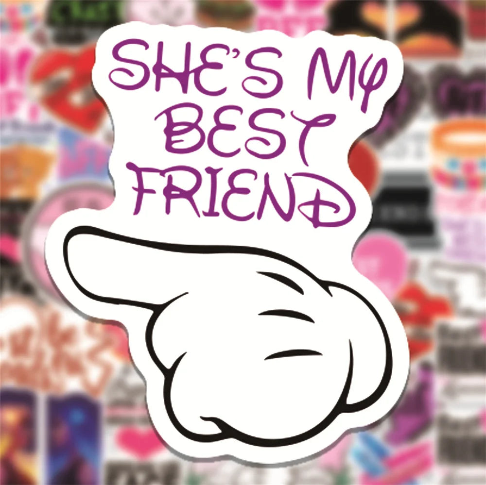 50PCS Good Friend Pink Girl Bestfriend Graffiti Sticker Mobile Phone Water Cup Trolley Case Waterproof Sticker