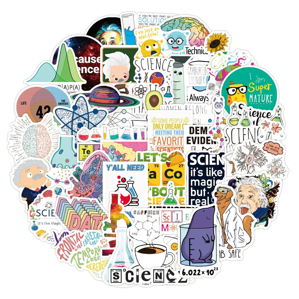 50PCS New Scientific Chemistry Laboratory Graffiti Sticker Waterproof  Suitcase Notebook Skateboard Refrigerator