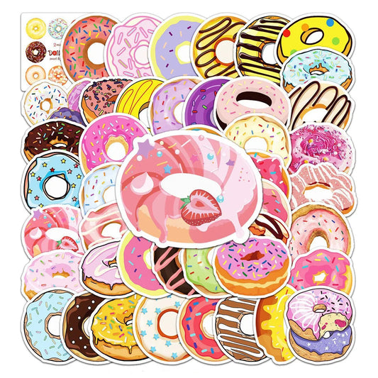 50PCS Doughnut Small Fresh Food Personalized Decoration Graffiti Waterproof Sticker Notebook Skateboard Water Cup