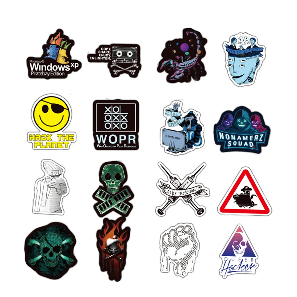 50PCS Hacker Dark Web Series Graffiti Stickers Mobile Computer Skateboard PVC Waterproof Sticker