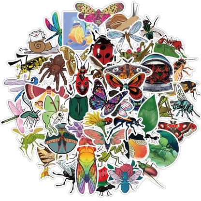 50PCS Insect Graffiti Stickers Decorative Suitcase Motorcycle Trolley Case Laptop Waterproof DIY Stickers