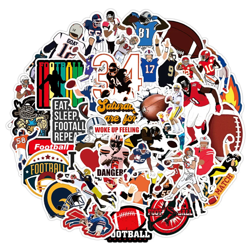 50pcs Football Football Graffiti Sticker Waterproof Luggage Compartment Notebook Scooter Water Cup Sticker Custom