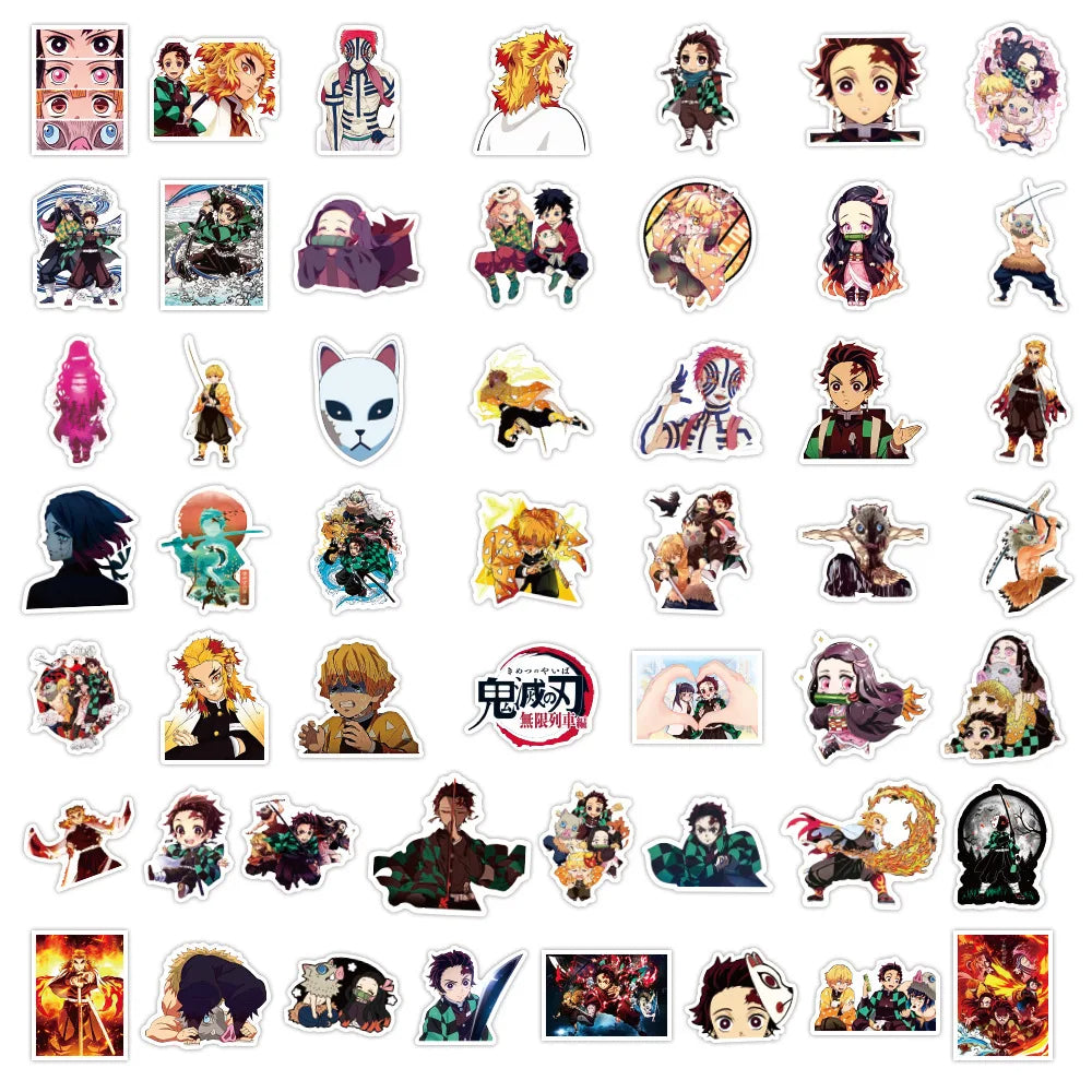 50PCS Cartoon Anime Graffiti Ghost Slayer Sticker Laptop Luggage Guitar Gift Toy PVC Sticker