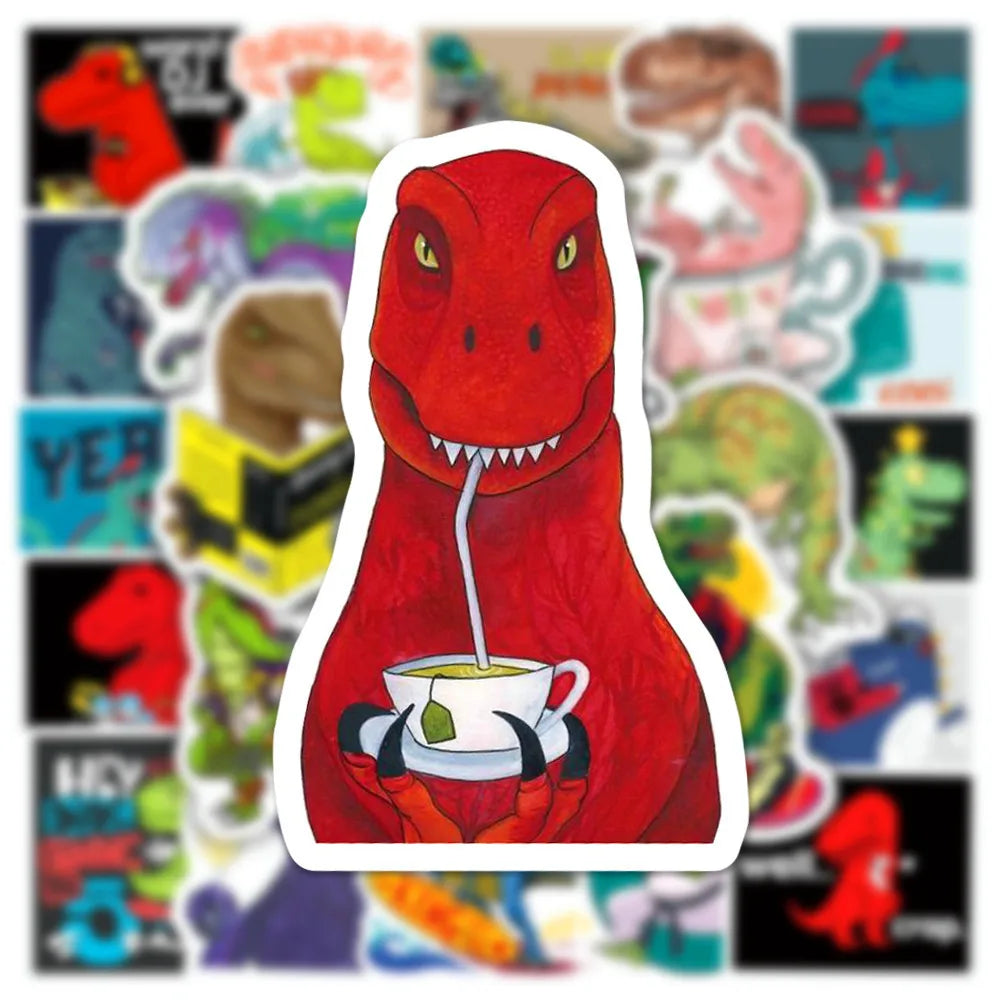 50PCS Like Sports and Rock Little Dinosaur Stickers Book Laptop Guitar Motorcycle Luggage DIY Label Decorative