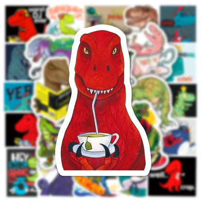 50PCS Like Sports and Rock Little Dinosaur Stickers Book Laptop Guitar Motorcycle Luggage DIY Label Decorative