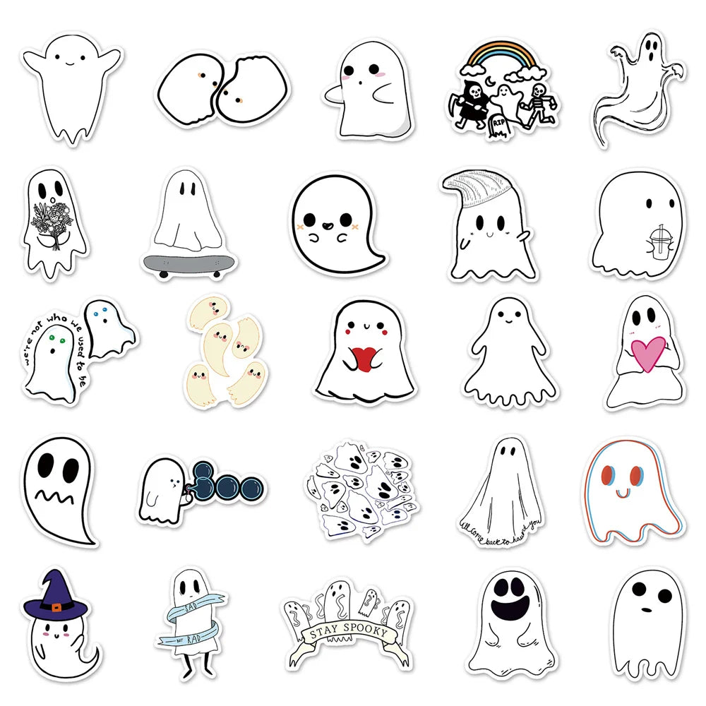 50PCS Ghost Graffiti Stickers Cartoon Cute  Stickers DIY Skateboard Notebook Water Cup Luggage Stickers