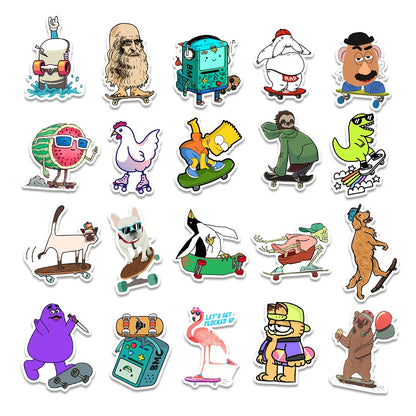 50PCSP Cartoon Skateboard Graffiti Sticker Car Trunk Skateboard Refrigerator Decorative Sticker Waterproof