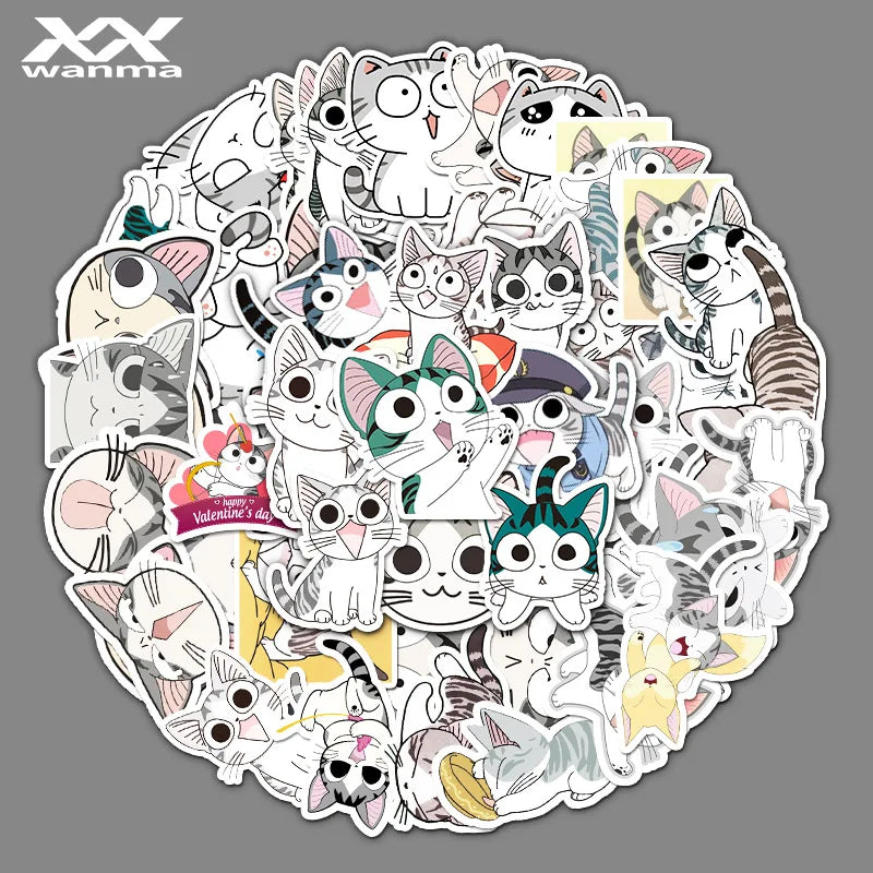 53PCS Art Illustration Popular Creative Fashion Cartoon Cartoon Gemini Decorative Style Graffiti Stickers Personality Fashion Creative DIY Exquisite Decorative Decals For Cups, Helmets, Skateboards Popular Stickers Toys