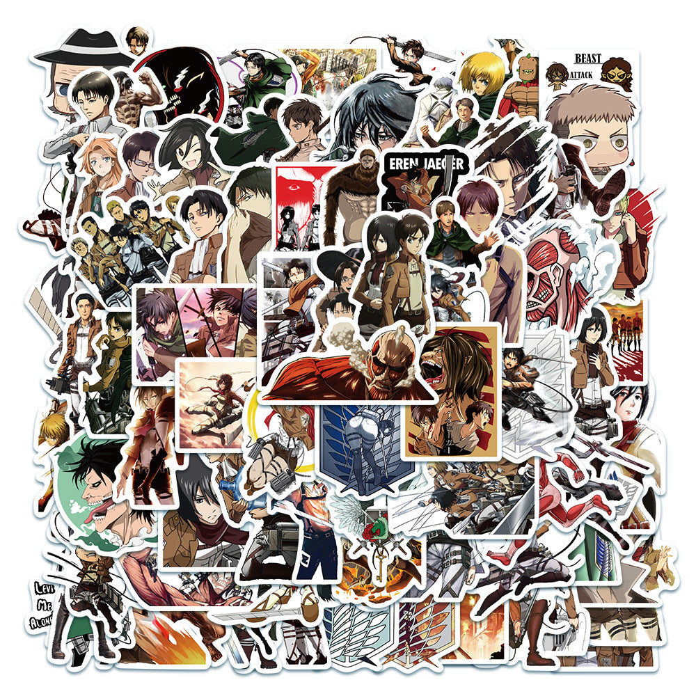 50PCS Attack on Titan Inspired Stickers - Anime Apocalypse Doodle Decals for Dystopian Worldbuilding, Existential Threat Journals & Titan Warfare Art Projects