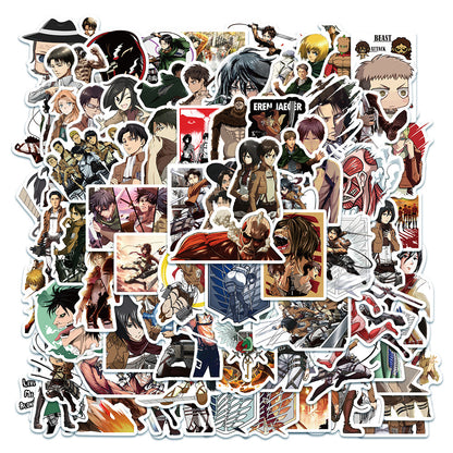 50PCS Attack on Titan Inspired Stickers - Anime Apocalypse Doodle Decals for Dystopian Worldbuilding, Existential Threat Journals & Titan Warfare Art Projects