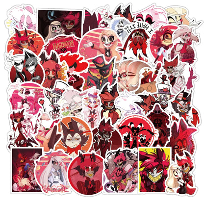 50PCS Animation Hell Hotel Graffiti Waterproof Sticker Suitcase Notebook Refrigerator Skateboard Helmet Water