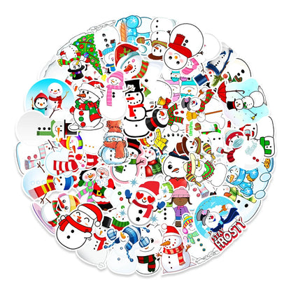 50PCS Christmas Snowman Graffiti Sticker Car Trunk Helmet Balancing Car Decoration Sticker